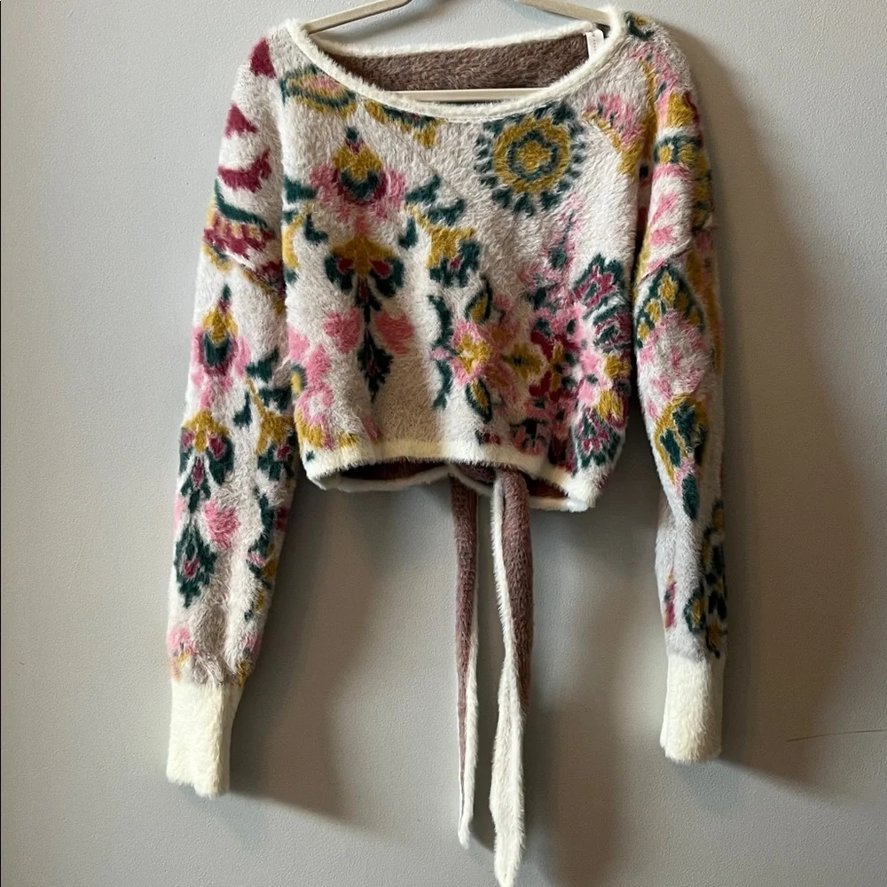 Daily practice by Anthropologie floral ope back fuzzy sweater - Picture 4 of 8